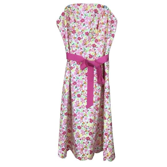 Lilly Pulitzer Pink Floral Strapless Scalloped Hem Dress 8 - Picture 1 of 11